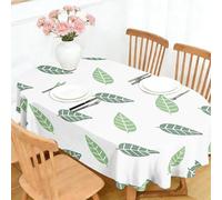 LSSLK Nappe Ovale 140x180 cm Motif de Feuilles, Imperméable et Anti-Tache, Nappe de Table Lavable Imprimé Végétal, Linge de Table Décoration pour Cuisine Salle à Manger Jardin Terrasse Balcon Q-51
