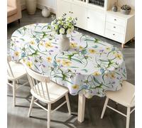 LSSLK Nappe Ovale 140x200 cm Fleurs Jaunes, Imperméable et Anti-Tache, Nappe de Table Lavable, Linge de Table Décoration pour Cuisine Salle à Manger Jardin Terrasse BalconBotanique Nature P-7