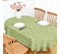LSSLK Nappe Ovale 140x240 cm Motif de Feuilles, Imperméable et Anti-Tache, Nappe de Table Lavable Imprimé Botanique, Linge de Table Décoration pour Cuisine Salle à Manger Jardin Terrasse Balcon Q-67