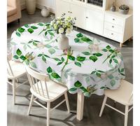 LSSLK Nappe Ovale 180x240 cm Fleurs Rouge, Imperméable et Anti-Tache, Nappe de Table Lavable, Linge de Table Décoration pour Cuisine Salle à Manger Jardin Terrasse BalconFeuilles Vertes P-18