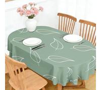 LSSLK Nappe Ovale 180x260 cm Motif de Feuilles, Imperméable et Anti-Tache, Nappe de Table Lavable Imprimé Botanique, Linge de Table Décoration pour Cuisine Salle à Manger Jardin Terrasse Balcon Q-58