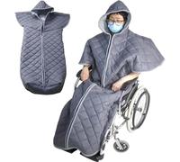LSWKG Couverture Douillette pour Fauteuil Roulant - d'hiver Chaude pour Tout Le Corps - Manteau de Fauteuil Roulant - Coupe-Vent - Cape Poncho avec Capuche - Doublure Polaire