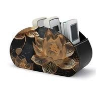 LSWQK Support de télécommande TV avec 5 compartiments, fleurs dorées bohèmes imprimées, boîte de rangement pour télécommandes TV, contrôleurs multimédias, bureau