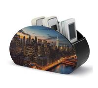 LSWQK Support de télécommande TV avec 5 compartiments, paysage de la ville de New York imprimé, organisateur de bureau, boîte de rangement pour télécommandes TV, contrôleurs multimédias, bureau