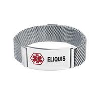 LSxAB Bracelet d'alerte médicale rouge pour homme et femme - Bracelet de premiers secours d'urgence réglable avec fermoir magnétique en acier inoxydable, Acier inoxydable, Pas de gemme
