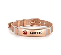 LSxAB Bracelet d'identification médicale en acier inoxydable pour femmes et hommes, plaqué or rose, gravure laser, bracelet de première intervention d'urgence, bracelet réglable en acier inoxydable