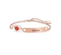 LSxAB Bracelet d'identification médicale en forme de cœur pour femmes et filles, bracelet de premiers secours d'urgence en acier inoxydable réglable, Acier inoxydable, Pas de gemme