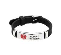 LSxAB Bracelet d'identification médicale pour femmes, hommes, personnes âgées, alarme d'urgence gravée au laser, bracelet réglable en silicone
