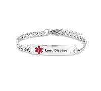 LSxAB Bracelet d'identification médicale pour homme et femme - Bracelet réglable pour premiers secours d'urgence, 8 3 inch, Métal, Pas de gemme