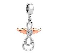 LSxAB Breloque ange gardien en or rose compatible avec les bracelets à breloques Pandora