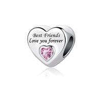 LSxAB Breloque cœur rose Love You Forever pour maman, fille, grand-mère et amies, compatible avec les bracelets à breloques Pandora