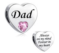 LSxAB Breloque en acier inoxydable pour bracelets Pandora Inscription Always on My Mind Forever in My Heart Rose, Cuivre, Pas de gemme