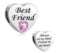 LSxAB Breloque en acier inoxydable pour bracelets Pandora Inscription Always on My Mind Forever in My Heart Rose, Cuivre, Pas de gemme