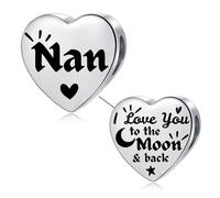 LSxAB Breloque en acier inoxydable pour bracelets Pandora Inscription Mum Daughter Nana Granddaughter Best Friend I Love You to the Moon and Back, Cuivre, Pas de gemme