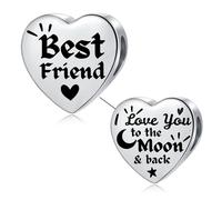 LSxAB Breloque en acier inoxydable pour bracelets Pandora Inscription Mum Daughter Nana Granddaughter Best Friend I Love You to the Moon and Back, Cuivre, Pas de gemme