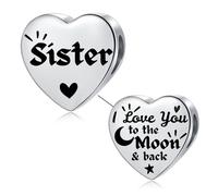 LSxAB Breloque en acier inoxydable pour bracelets Pandora Inscription Mum Daughter Nana Granddaughter Best Friend I Love You to the Moon and Back, Cuivre, Pas de gemme