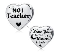 LSxAB Breloque en acier inoxydable pour bracelets Pandora Inscription Mum Daughter Nana Granddaughter Best Friend I Love You to the Moon and Back, Cuivre, Pas de gemme