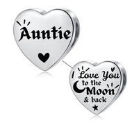 LSxAB Breloque en acier inoxydable pour bracelets Pandora Inscription Mum Daughter Nana Granddaughter Best Friend I Love You to the Moon and Back, Cuivre, Pas de gemme