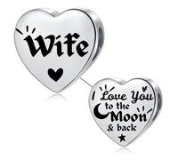 LSxAB Breloque en acier inoxydable pour bracelets Pandora Inscription Mum Daughter Nana Granddaughter Best Friend I Love You to the Moon and Back, Cuivre, Pas de gemme