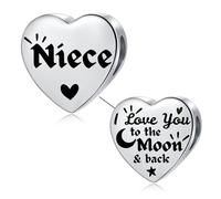 LSxAB Breloque en acier inoxydable pour bracelets Pandora Inscription Mum Daughter Nana Granddaughter Best Friend I Love You to the Moon and Back, Cuivre, Pas de gemme