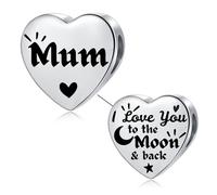 LSxAB Breloque en acier inoxydable pour bracelets Pandora Inscription Mum Daughter Nana Granddaughter Best Friend I Love You to the Moon and Back, Cuivre, Pas de gemme