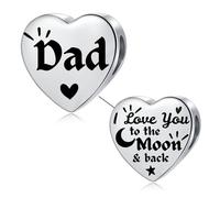 LSxAB Breloque en acier inoxydable pour bracelets Pandora Inscription Mum Daughter Nana Granddaughter Best Friend I Love You to the Moon and Back, Cuivre, Pas de gemme