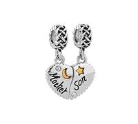 LSxAB Breloque en forme de cœur assortie pour maman, fille, fils, compatible avec les bracelets à breloques Pandora, Cuivre, Pas de gemme