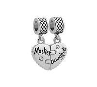 LSxAB Breloque en forme de cœur assortie pour maman, fille, fils, compatible avec les bracelets à breloques Pandora, Cuivre, Pas de gemme