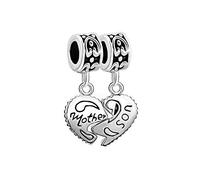 LSxAB Breloque en forme de cœur assortie pour maman, fille, fils, compatible avec les bracelets à breloques Pandora, Cuivre, Pas de gemme