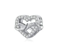 LSxAB Breloque en forme de cœur avec ailes d'ange infini compatible avec les bracelets Pandora