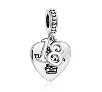 LSxAB Breloque en forme de cœur avec inscription Happy Birthay 12, 16, 18, 21, 50 ans - Cadeau de cérémonie de passage à l'âge adulte - Compatible avec les bracelets Pandora, Cuivre, Pas de gemme