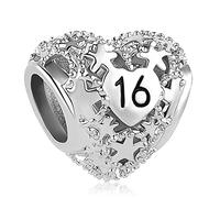 LSxAB Breloque en forme de cœur avec inscription « Happy Birthday » compatible avec les bracelets Pandora, 4.8mm-5.0mm, Cuivre, Pas de pierre précieuse