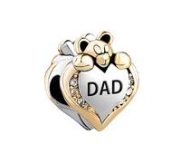 LSxAB Breloque en forme de cœur avec inscription « I Love You Mum Dad » pour bracelet à breloques Pandora, anniversaire, fête des mères, Noël, Cuivre, Pas de gemme