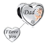 LSxAB Breloque en forme de cœur avec inscription « I Love You » pour maman, papa, épouse, sœur, grand-mère, fille, compatible avec les bracelets Pandora, Cuivre, Pas de gemme