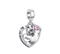 LSxAB Breloque en forme de cœur avec inscription « I Love You to The Moon and Back » pour maman, fille, famille, membres de la famille compatible avec les bracelets Pandora, Cuivre, Pas de gemme