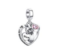 LSxAB Breloque en forme de cœur avec inscription « I Love You to The Moon and Back » pour maman, fille, famille, membres de la famille compatible avec les bracelets Pandora, Cuivre, Pas de gemme