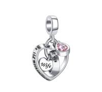 LSxAB Breloque en forme de cœur avec inscription « I Love You to The Moon and Back » pour maman, fille, famille, membres de la famille compatible avec les bracelets Pandora, Cuivre, Pas de gemme