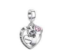 LSxAB Breloque en forme de cœur avec inscription « I Love You to The Moon and Back » pour maman, fille, famille, membres de la famille compatible avec les bracelets Pandora, Cuivre, Pas de gemme