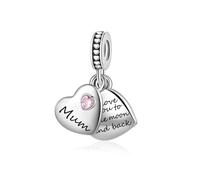 LSxAB Breloque en forme de cœur avec inscription « I Love You to The Moon and Back » pour maman, fille, petite-fille, compatible avec bracelets et colliers Pandora, Cuivre, Pas de gemme