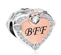 LSxAB Breloque en forme de cœur en or rose pour maman, papa, grand-mère, épouse, tante, meilleure amie, compatible avec les bracelets à breloques Pandora, Métal, Pas de gemme