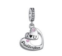 LSxAB Breloque en forme de cœur « I Love You » pour maman, fille, petite-fille, grand-mère, tante, amie, sœur, épouse compatible avec les bracelets à breloques Pandora, Cuivre, Pas de gemme