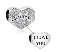 LSxAB Breloque en forme de cœur transparent pour maman, papa, fille, épouse, grand-mère, sœur, compatible avec les bracelets à breloques Pandora, Cuivre, Pas de gemme