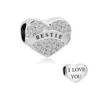 LSxAB Breloque en forme de cœur transparent pour maman, papa, fille, épouse, grand-mère, sœur, compatible avec les bracelets à breloques Pandora, Cuivre, Pas de gemme