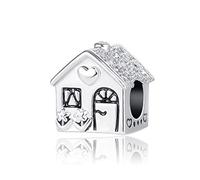 LSxAB Breloque maison de famille heureuse compatible avec les bracelets à breloques Pandora, 4.8mm-5.0mm, Cuivre, Pas de pierre précieuse