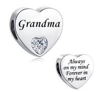 LSxAB Breloque « Mum Daughter Best Friend Granddaughter Auntie Always on My Mind Forever in My Heart » en acier inoxydable pour bracelets Pandora, Cuivre, Pas de gemme