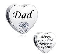 LSxAB Breloque « Mum Daughter Best Friend Granddaughter Auntie Always on My Mind Forever in My Heart » en acier inoxydable pour bracelets Pandora, Cuivre, Pas de gemme