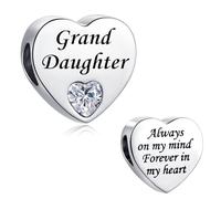 LSxAB Breloque « Mum Daughter Best Friend Granddaughter Auntie Always on My Mind Forever in My Heart » en acier inoxydable pour bracelets Pandora, Cuivre, Pas de gemme