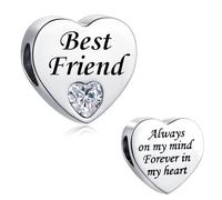 LSxAB Breloque « Mum Daughter Best Friend Granddaughter Auntie Always on My Mind Forever in My Heart » en acier inoxydable pour bracelets Pandora, Cuivre, Pas de gemme