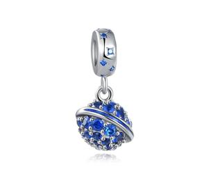 LSxAB Breloque Terre bleue étincelante compatible avec les bracelets à breloques Pandora, Métal, Pas de gemme