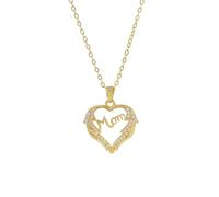 LSxAB Collier avec pendentif en forme de cœur et fleur plaqué or pour la fête des mères, cadeau pour maman, grand-mère, épouse, sœur, One Size, Cuivre, Pas de pierre précieuse